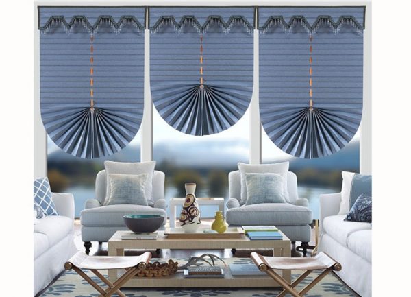 Rèm Roman Quạt Màu Xanh