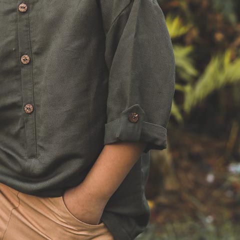 Áo dài tay bé trai vải Linen