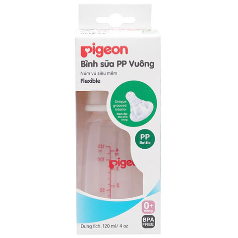 QT Bình sữa nhựa Pigeon vuông cổ hẹp