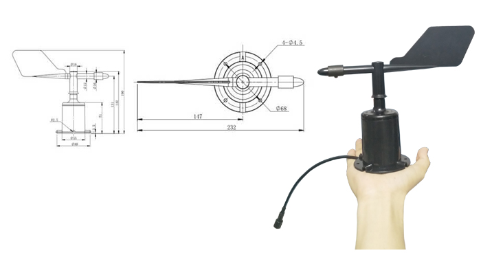 Cảm biến hướng gió ngõ ra RS485
