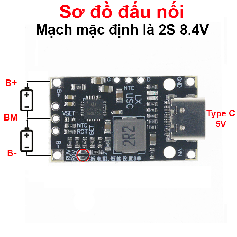 Mạch sạc type C cho pin 2s hoặc 3s lithium