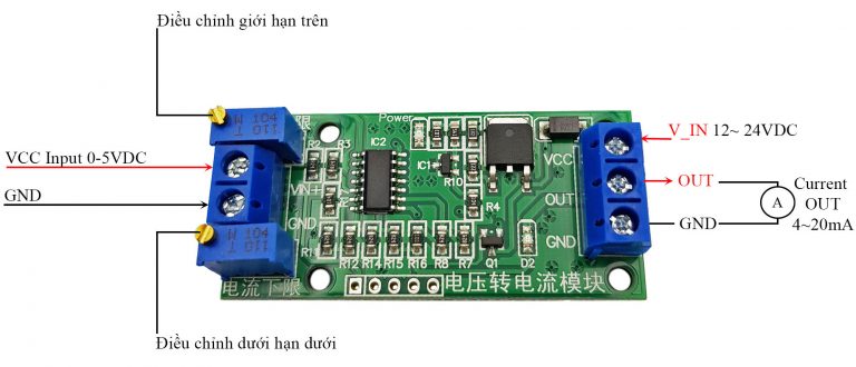 Bộ chuyển đổi tín hiệu điện áp sang dòng điện 4-20mA