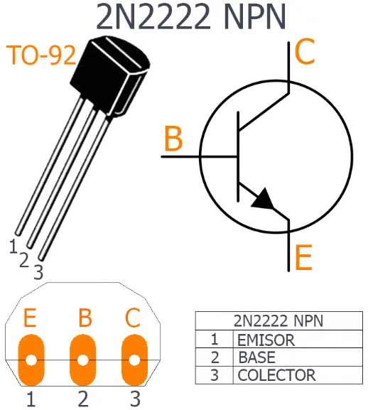 Transistor NPN 2N2222 40V 800mA TO-92
