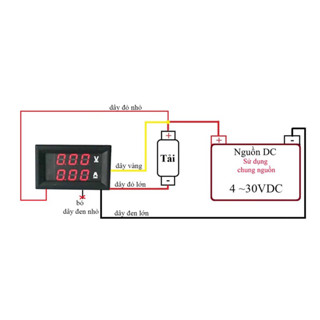 Đồng Hồ Đo Dòng Đo Áp DC 1A/ 10A/ 50A hiển thị LED 7 đoạn 2 màu xanh đỏ