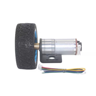 Bộ động Cơ DC giảm tốc có encoder JGA25-370 kèm gá bắt và bánh xe V2 65m