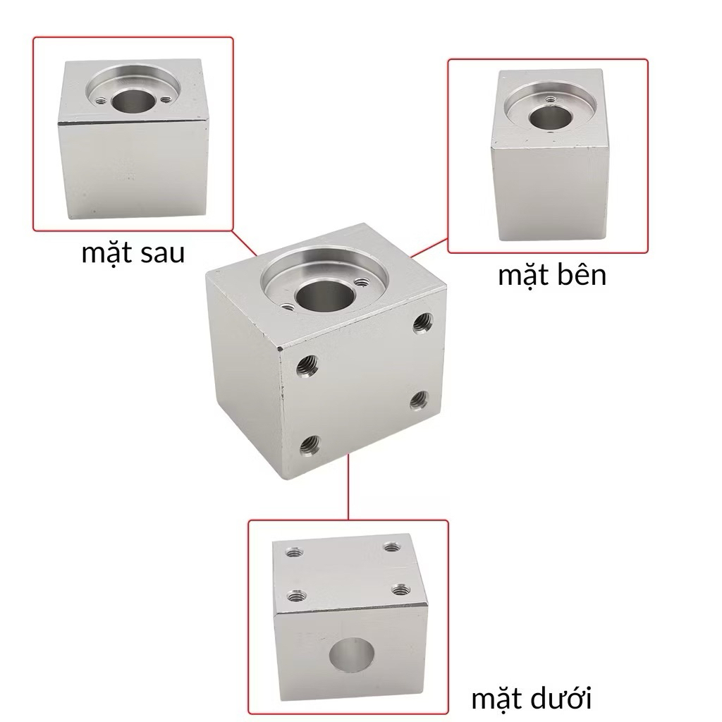 Gối đỡ Đai ốc Vitme T8 nhôm vuông tạo chuyển động tịnh tiến máy in 3D , máy CNC