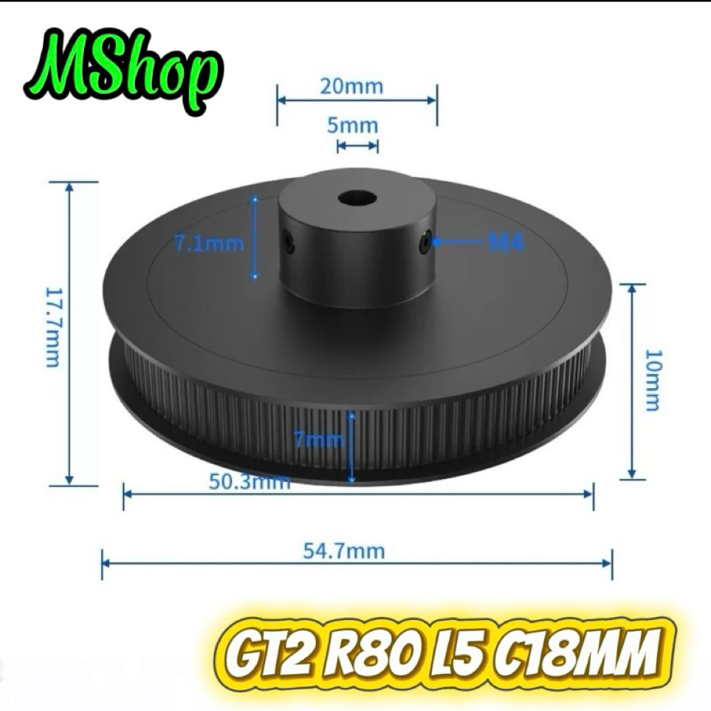 Pully nhôm GT2 80 Răng - Bánh răng GT2