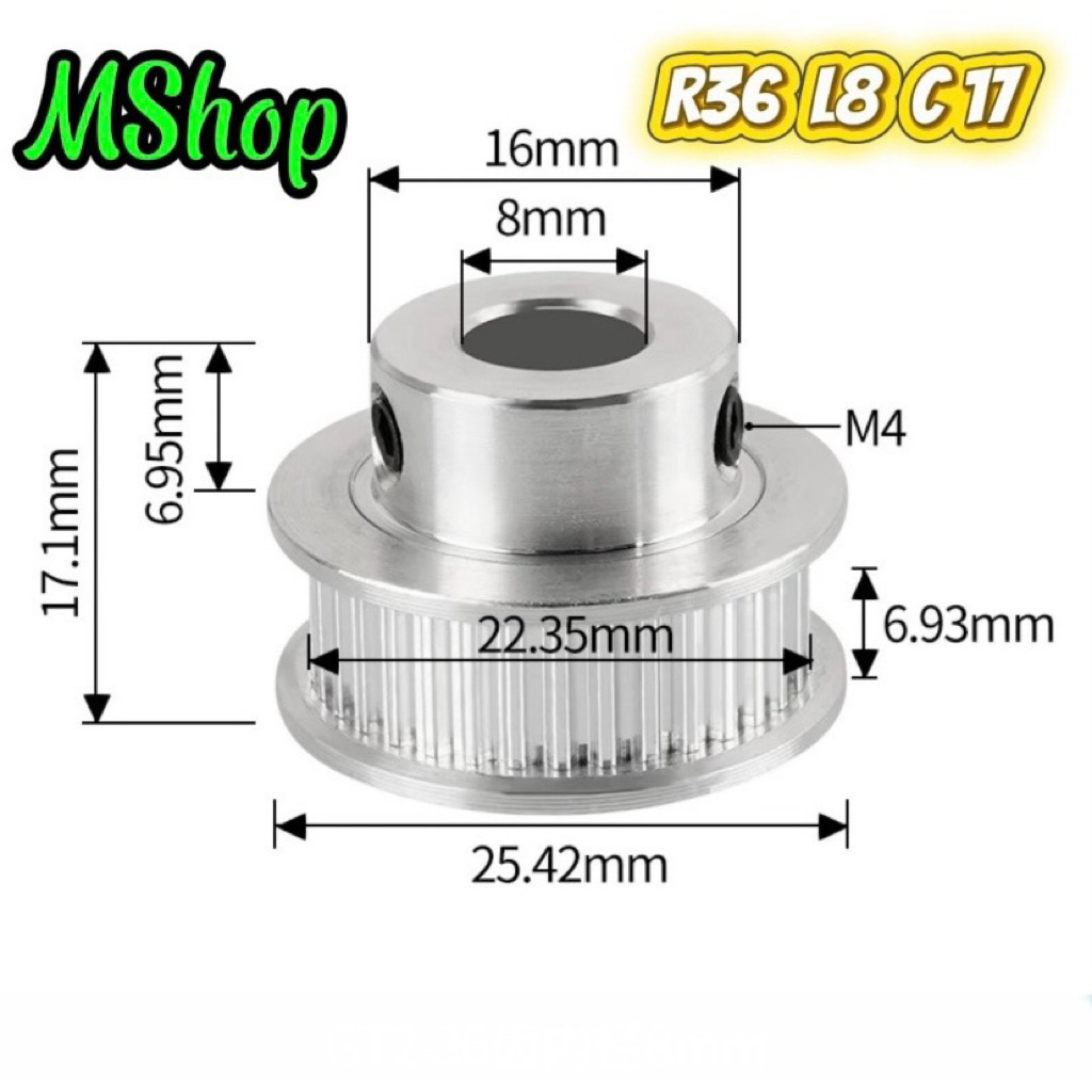 Puly - Bánh răng GT2 bản 6mm dành cho máy in 3D, CNC