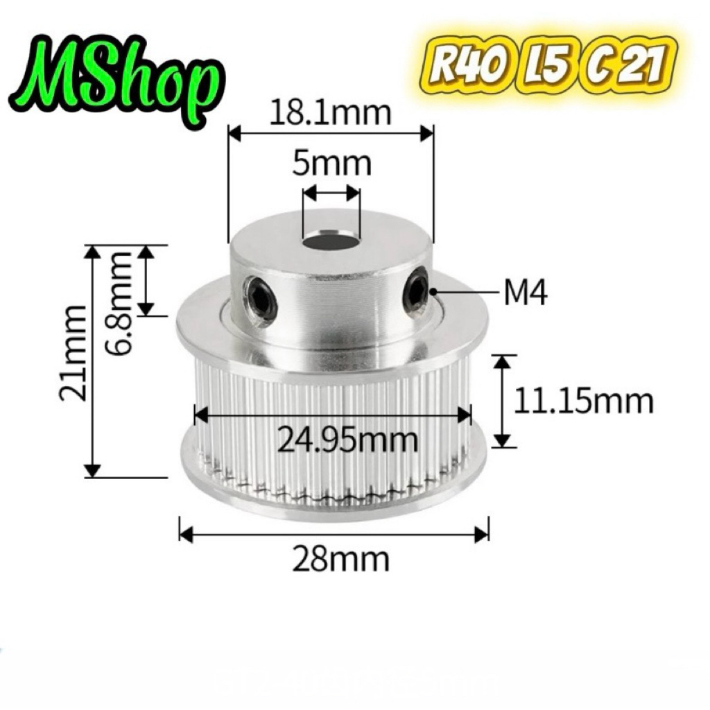 Puly - Bánh răng GT2 bản 6mm dành cho máy in 3D, CNC