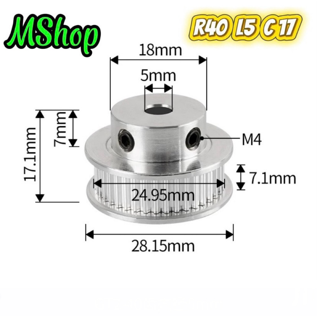 Puly - Bánh răng GT2 bản 6mm dành cho máy in 3D, CNC