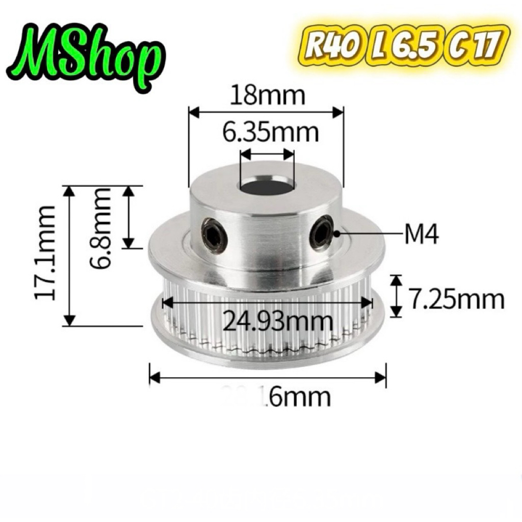 Puly - Bánh răng GT2 bản 6mm dành cho máy in 3D, CNC