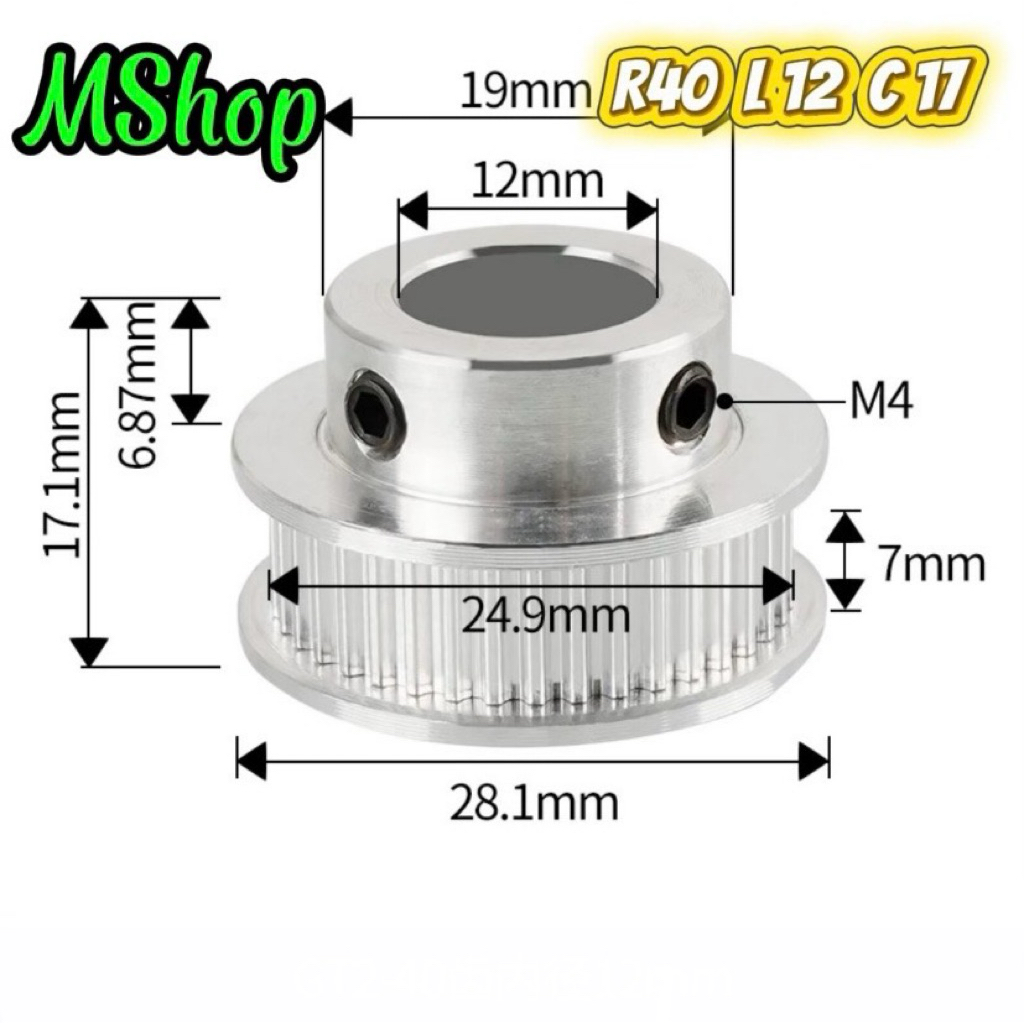 Puly - Bánh răng GT2 bản 6mm dành cho máy in 3D, CNC