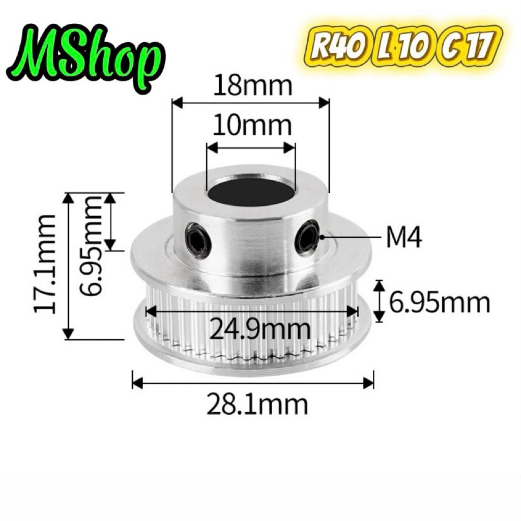 Puly - Bánh răng GT2 bản 6mm dành cho máy in 3D, CNC