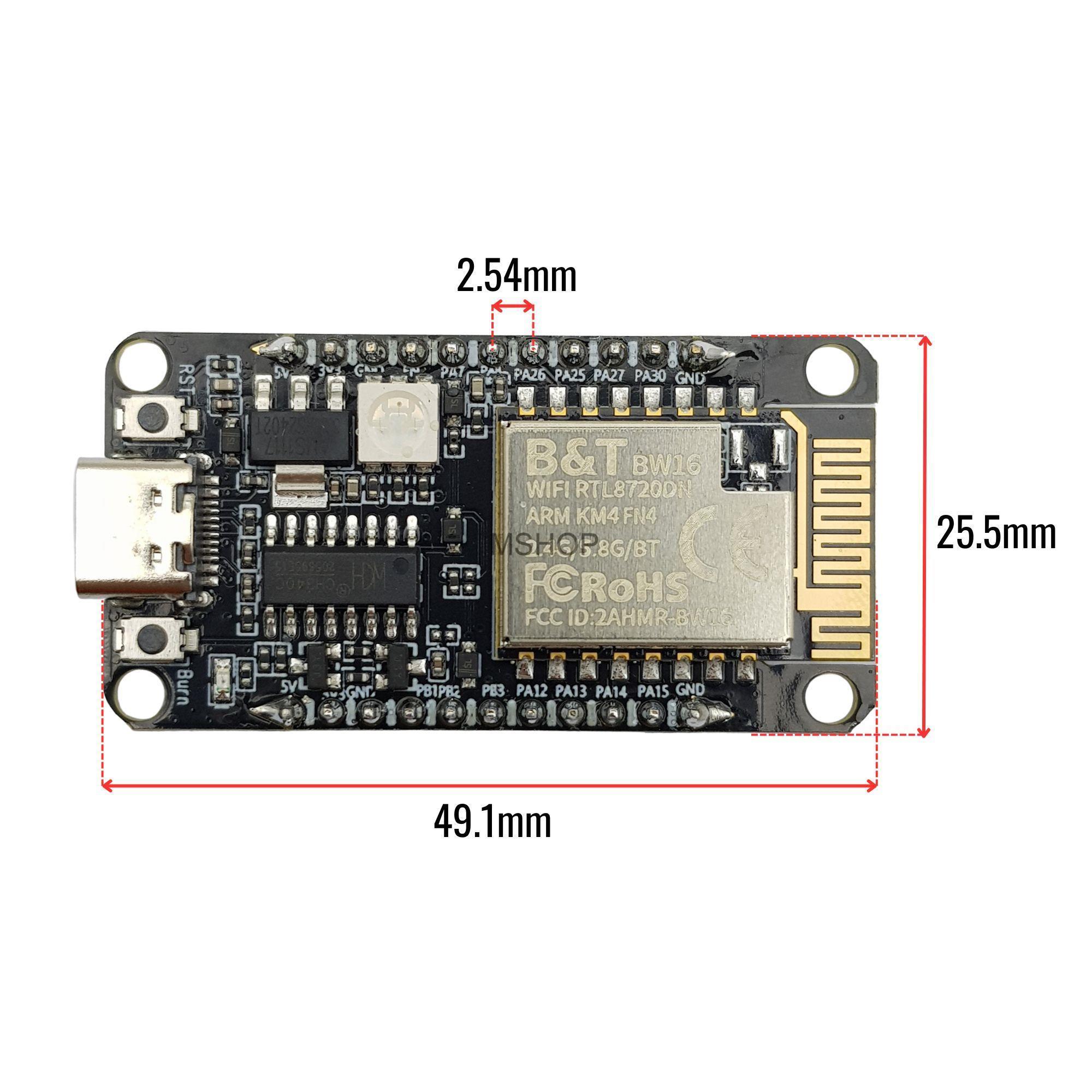 Mạch thu phát Dual-band Wi-Fi + Bluetooth SoC RTL8720DN BW16