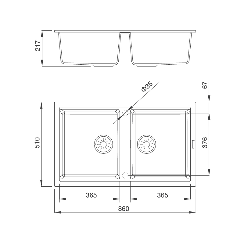 Chậu rửa đá Granite Nano Black Malloca K-45086