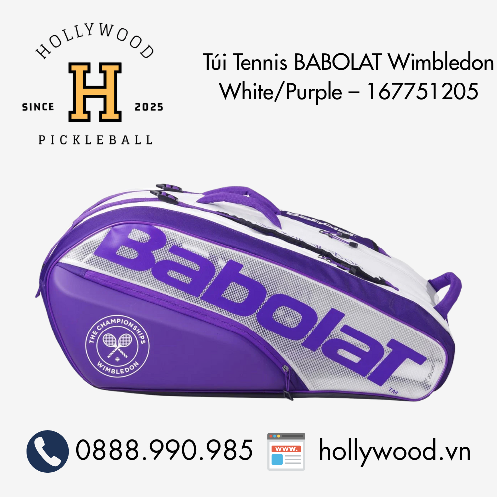 Túi Tennis BABOLAT Wimbledon White/Purple – 167751205