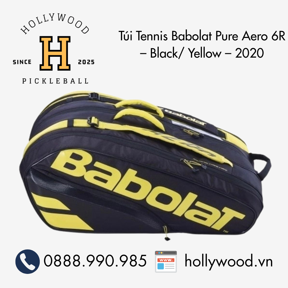 Túi Tennis Babolat Pure Aero 6R – Black/ Yellow – 2020
