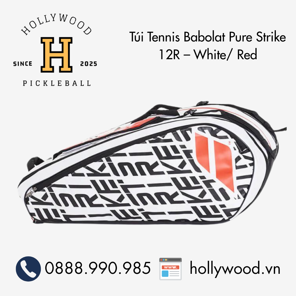 Túi Tennis Babolat Pure Strike 12R – White/ Red