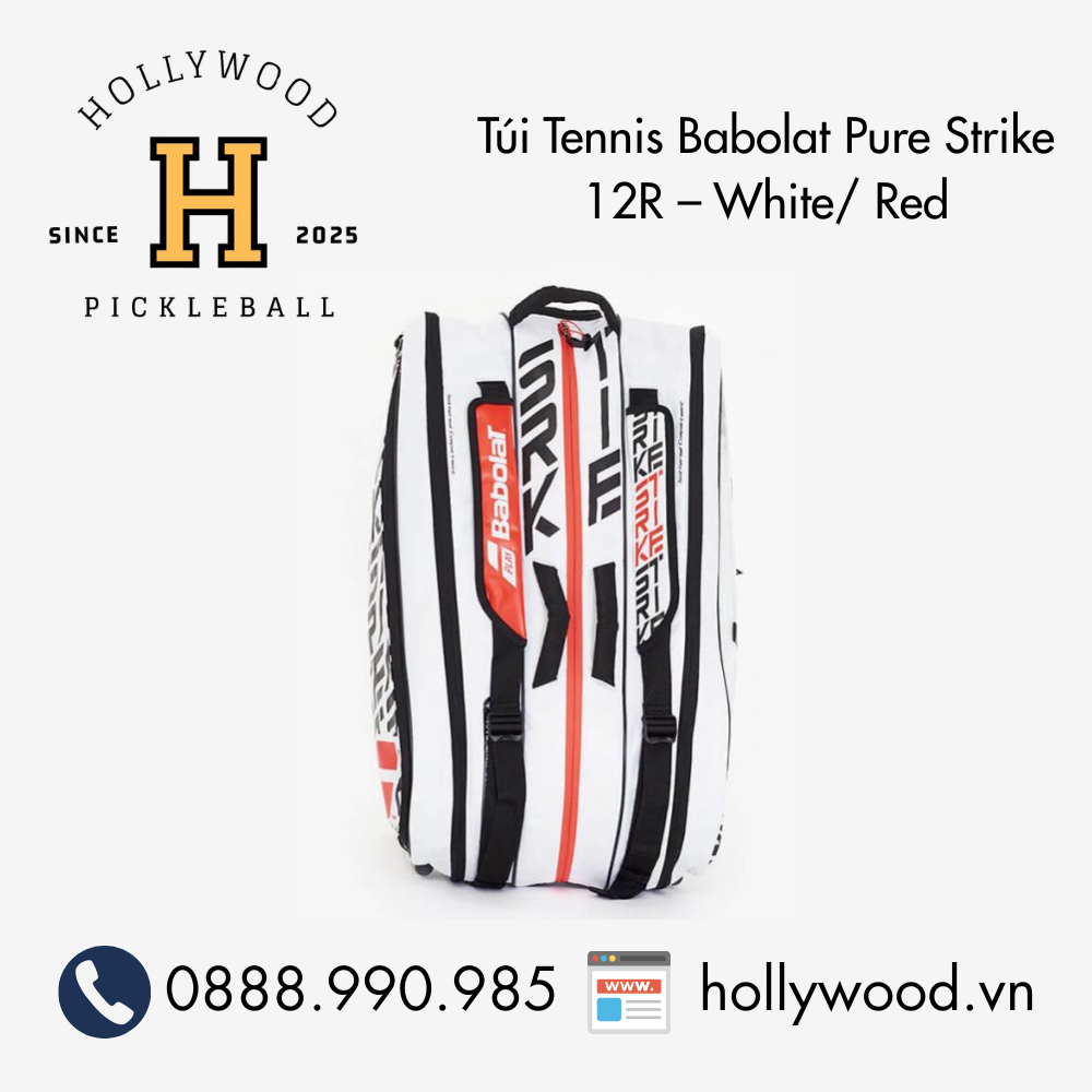 Túi Tennis Babolat Pure Strike 12R – White/ Red