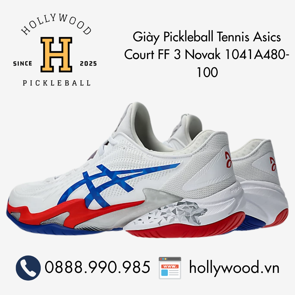 Giày Tennis Pickleball Asics Court FF 3 Novak 1041A480-100
