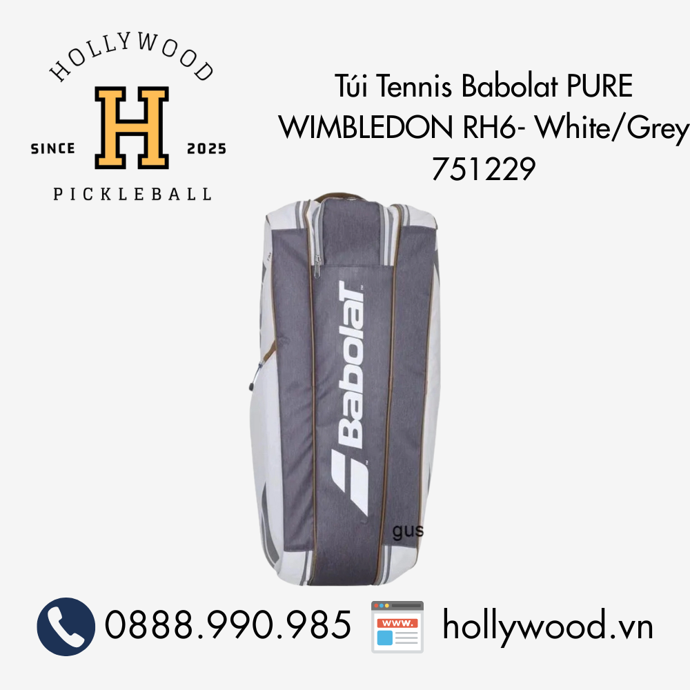 Túi Tennis Babolat PURE WIMBLEDON RH6- White/Grey 751229
