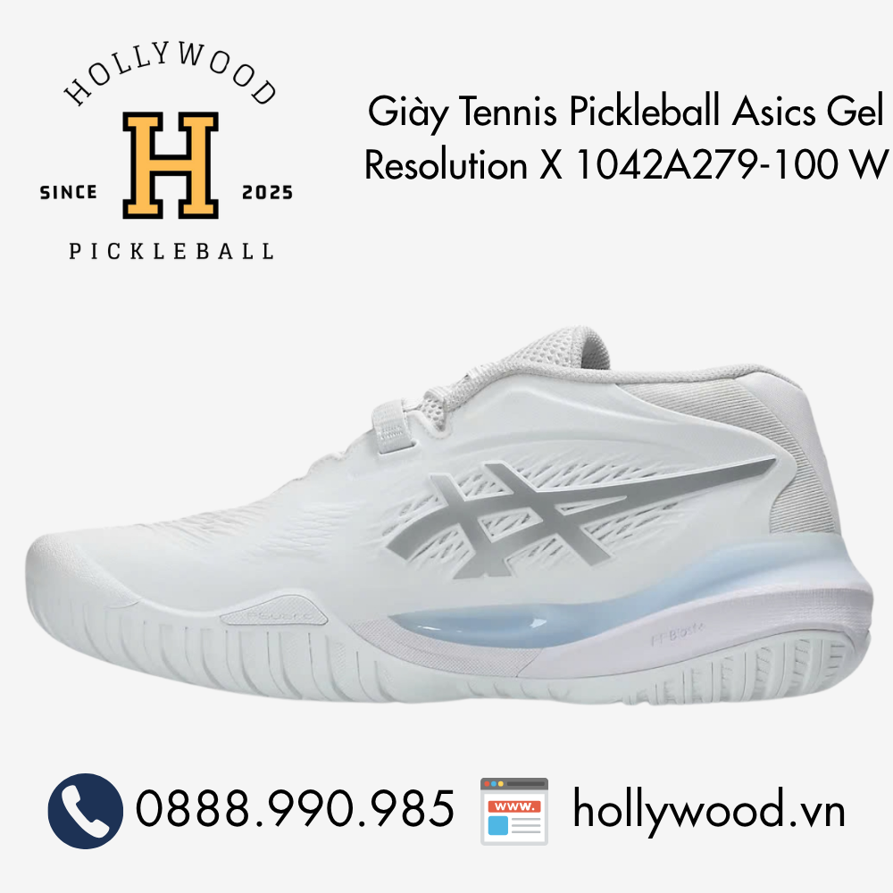 Giày Tennis Pickleball Asics Gel Resolution X 1042A279-100 W