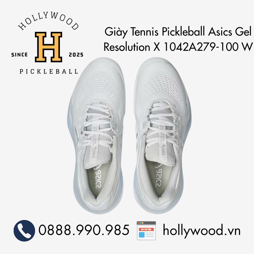 Giày Tennis Pickleball Asics Gel Resolution X 1042A279-100 W