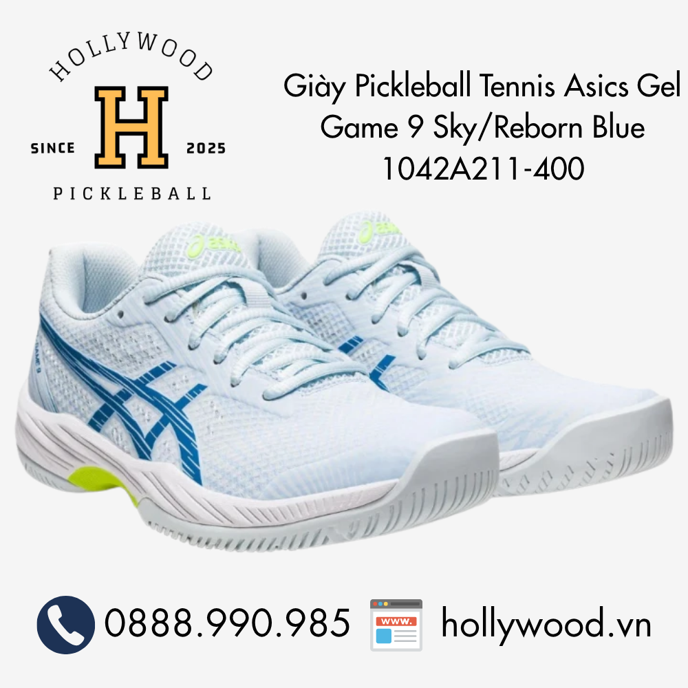 Giày Tennis Pickleball Nữ Asics Gel Game 9 Sky/Reborn Blue 1042A211-400