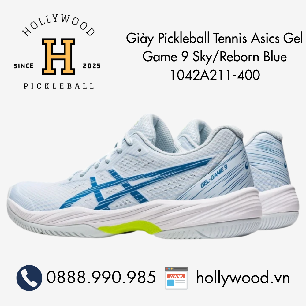 Giày Tennis Pickleball Nữ Asics Gel Game 9 Sky/Reborn Blue 1042A211-400