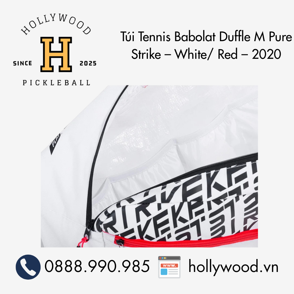 Túi Tennis Babolat Duffle M Pure Strike – White/ Red – 2020
