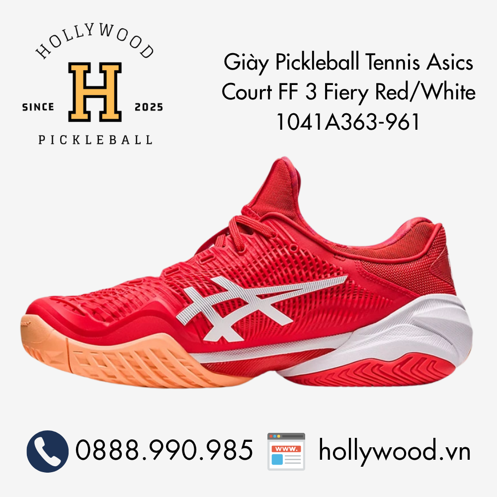 Giày Tennis Pickleball Asics Court FF 3 Fiery Red/White 1041A363-961