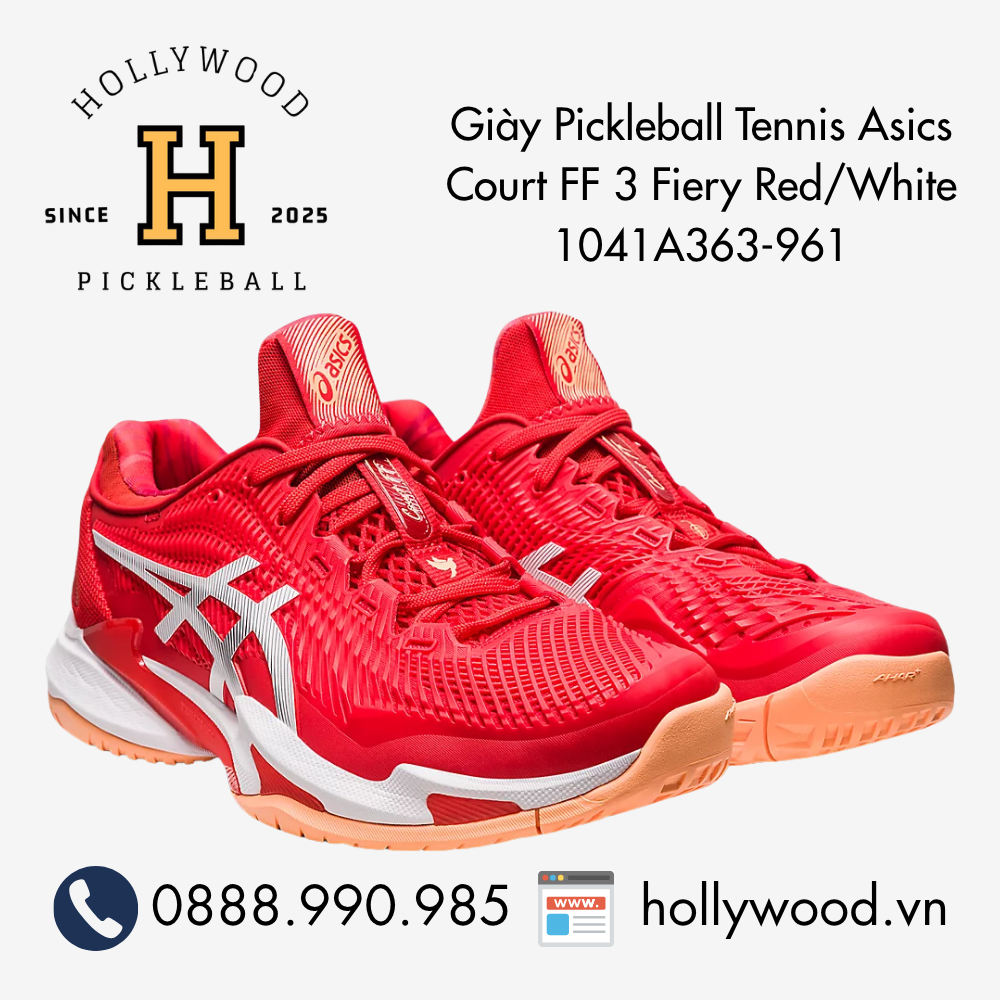 Giày Tennis Pickleball Asics Court FF 3 Fiery Red/White 1041A363-961