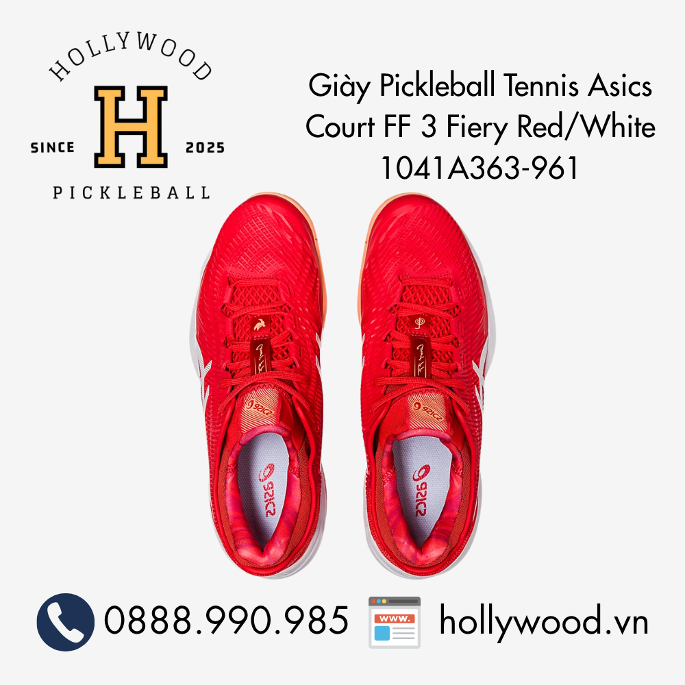 Giày Tennis Pickleball Asics Court FF 3 Fiery Red/White 1041A363-961