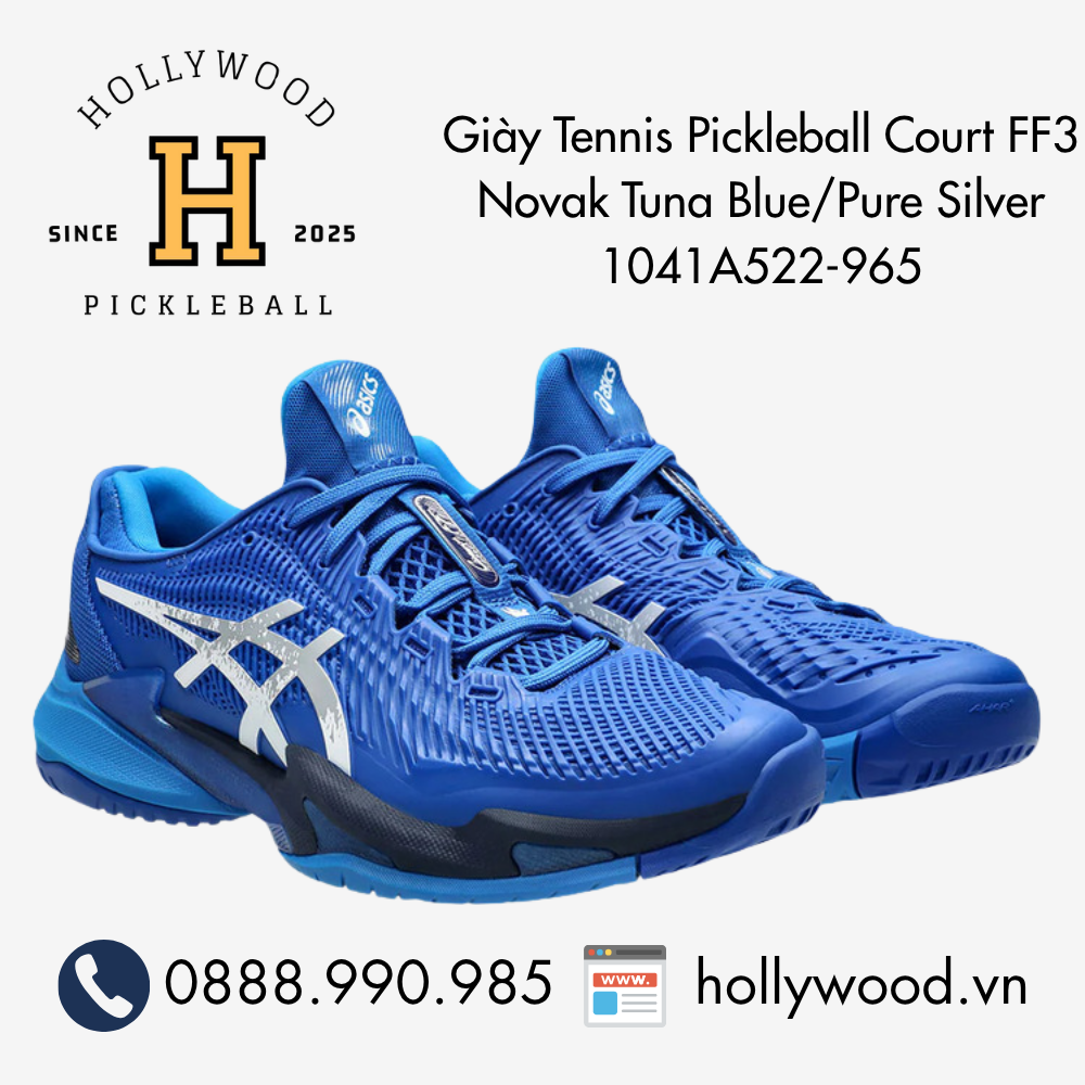 Giày Tennis Pickleball Court FF3 Novak Tuna Blue/Pure Silver  1041A522-965