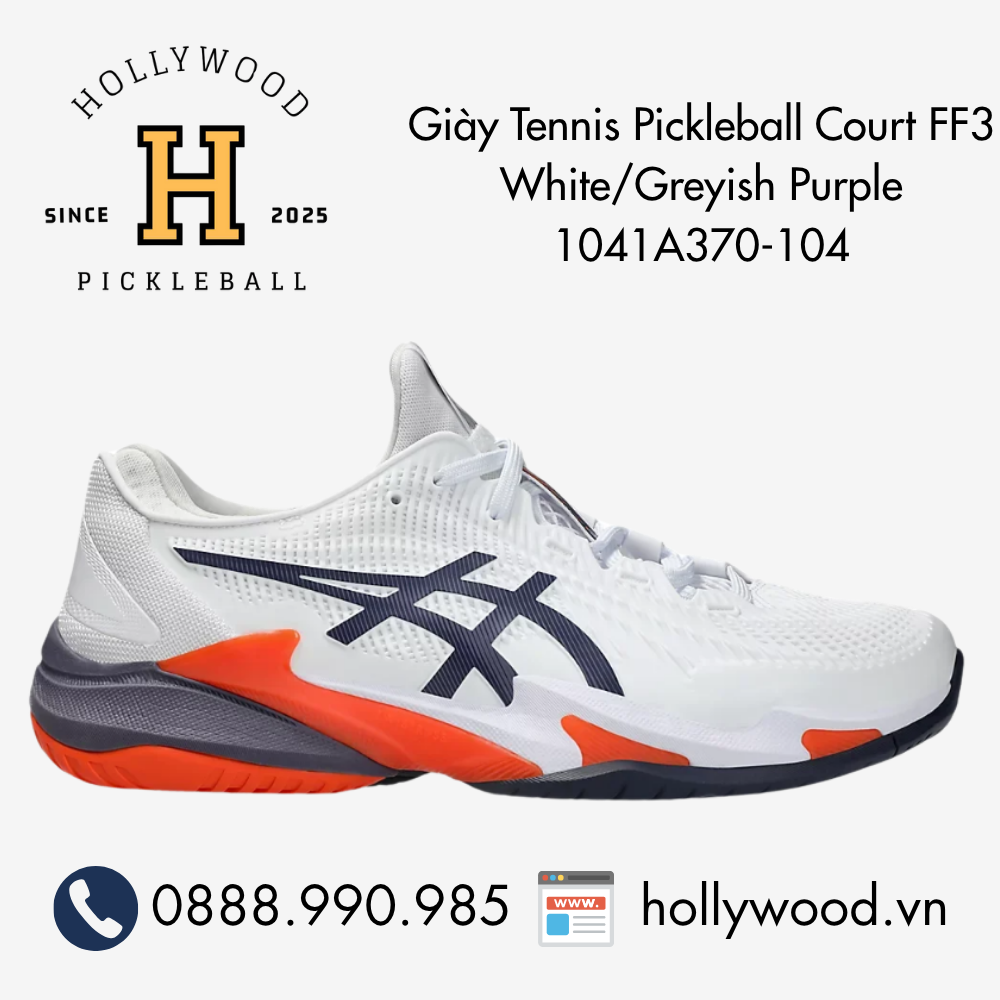 Giày Tennis Pickleball Court FF3 White/Greyish Purple 1041A370-104