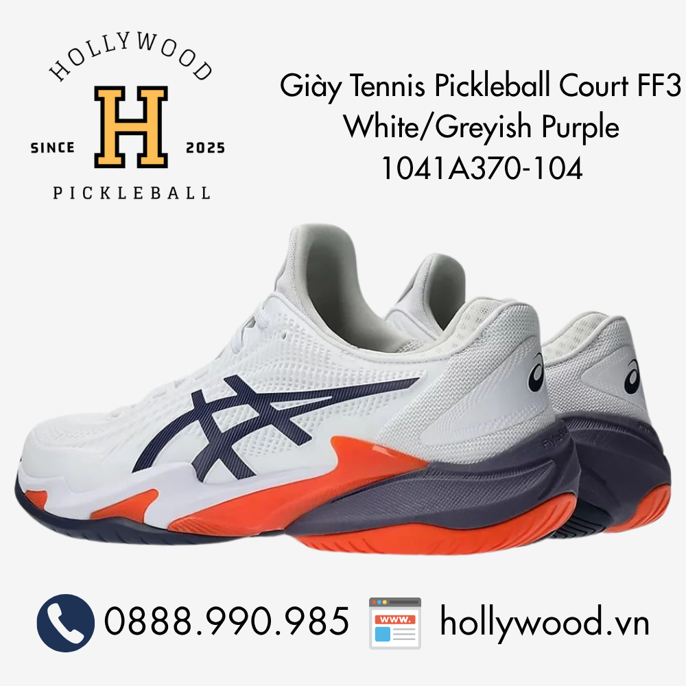 Giày Tennis Pickleball Court FF3 White/Greyish Purple 1041A370-104