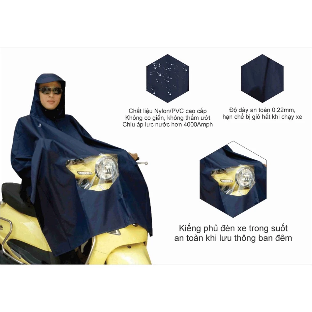 ÁO MƯA PONCHO VẢI BEST CÓ KIẾNG – BẢO VỆ, TIỆN DỤNG KHI ĐI XE MÁY