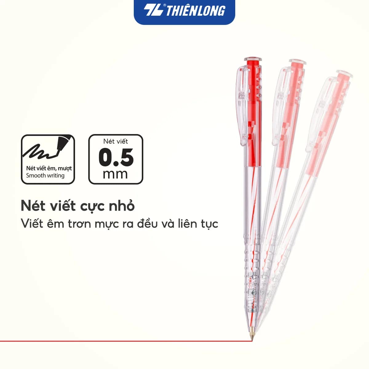BÚT BI THIÊN LONG TL027 MỰC ĐỎ