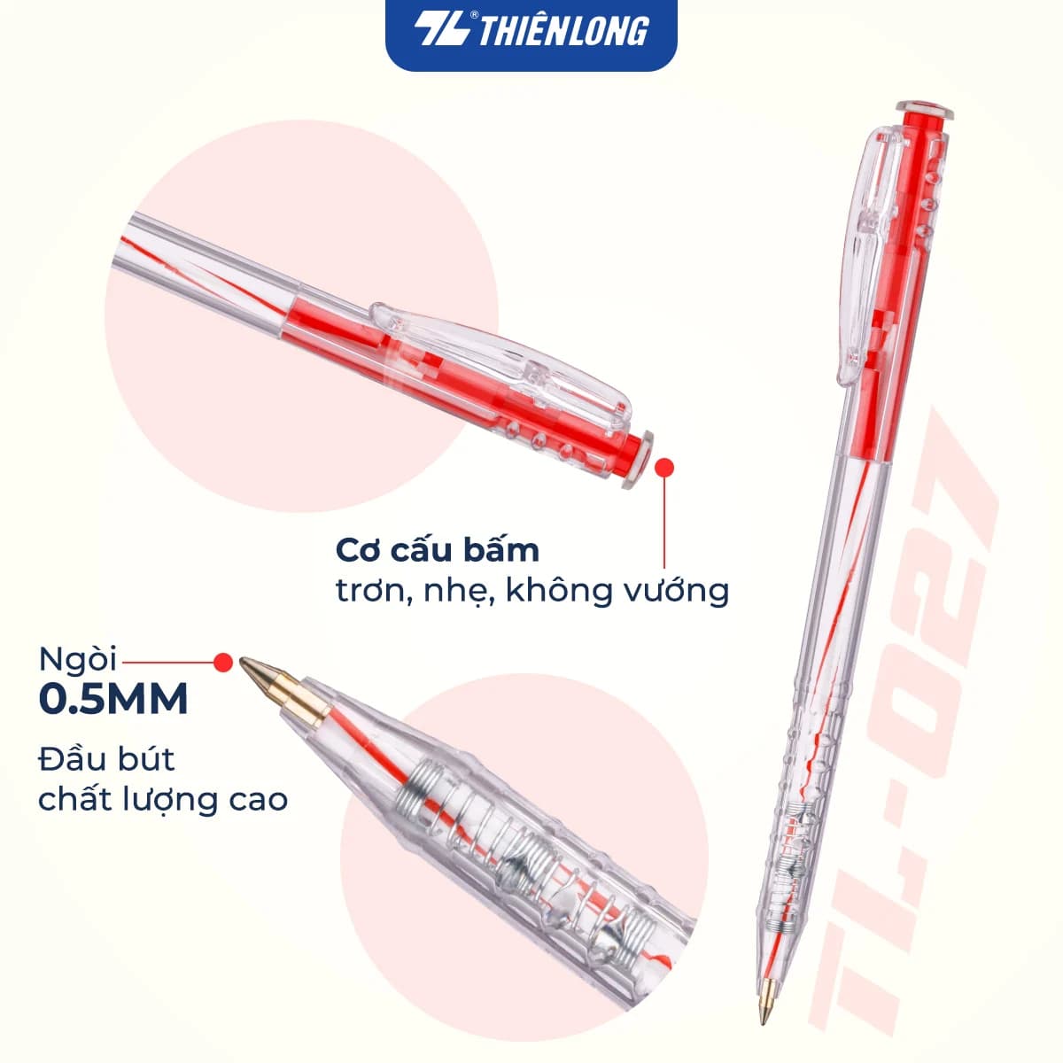 BÚT BI THIÊN LONG TL027 MỰC ĐỎ