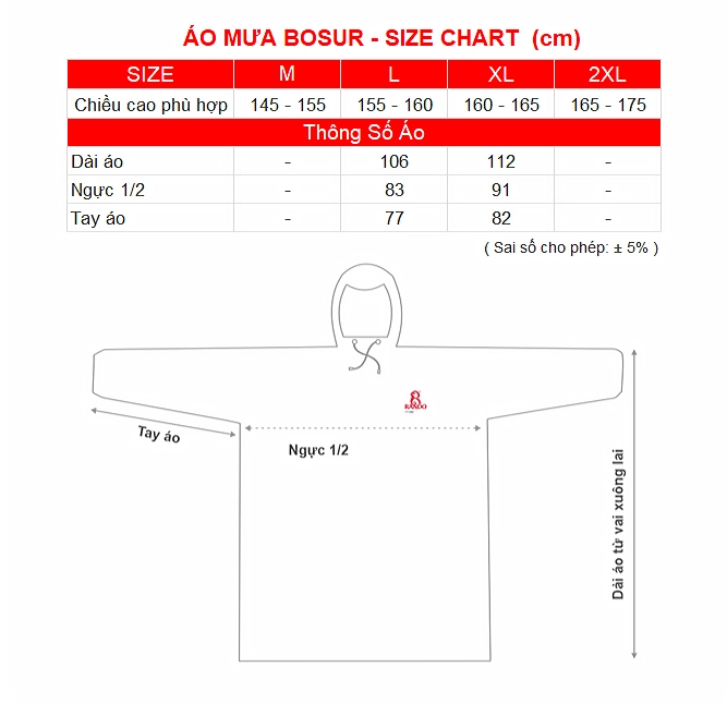 Áo mưa Bosur - Che mưa linh hoạt