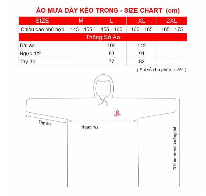 🌧️ ÁO MƯA PONCHO DÂY KÉO TRONG MÀU – APPC-09