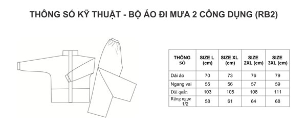 Bộ áo mưa RB2 (đi mưa - giữ ấm)