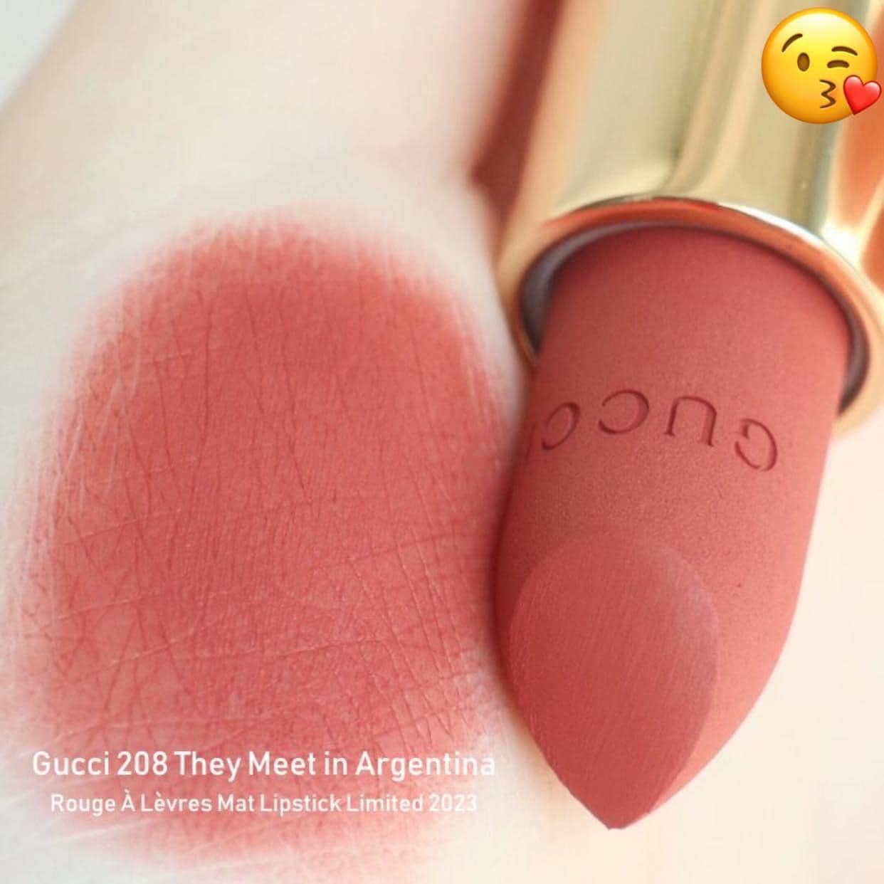 Son Lì Gucci Rouge À Lèvres Mat Lipstick 208 They Met In Argentina 3.5g – Màu Hồng Cam Đất