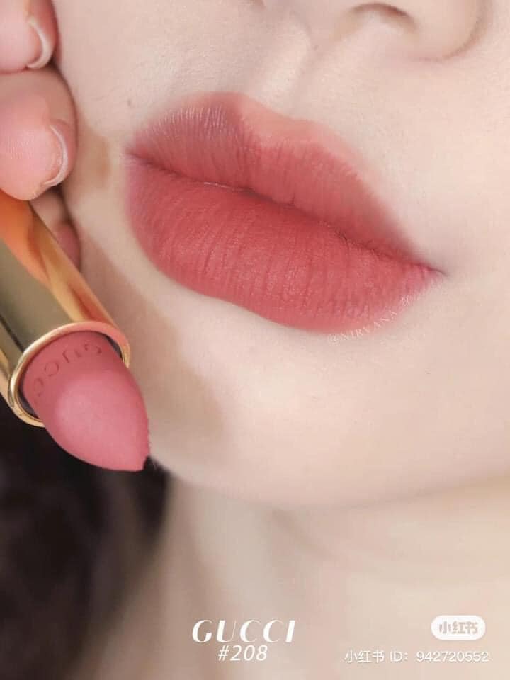 Son Lì Gucci Rouge À Lèvres Mat Lipstick 208 They Met In Argentina 3.5g – Màu Hồng Cam Đất
