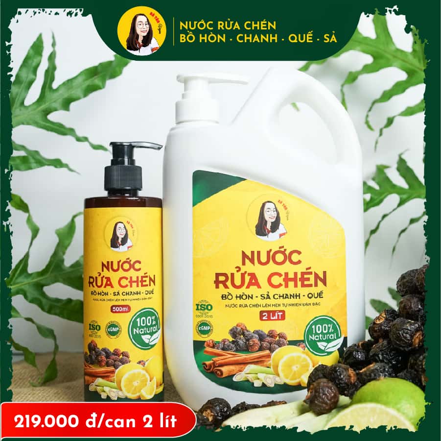 Nước Rửa Chén Bồ Hòn Sả Chanh Quế Đậm Đặc