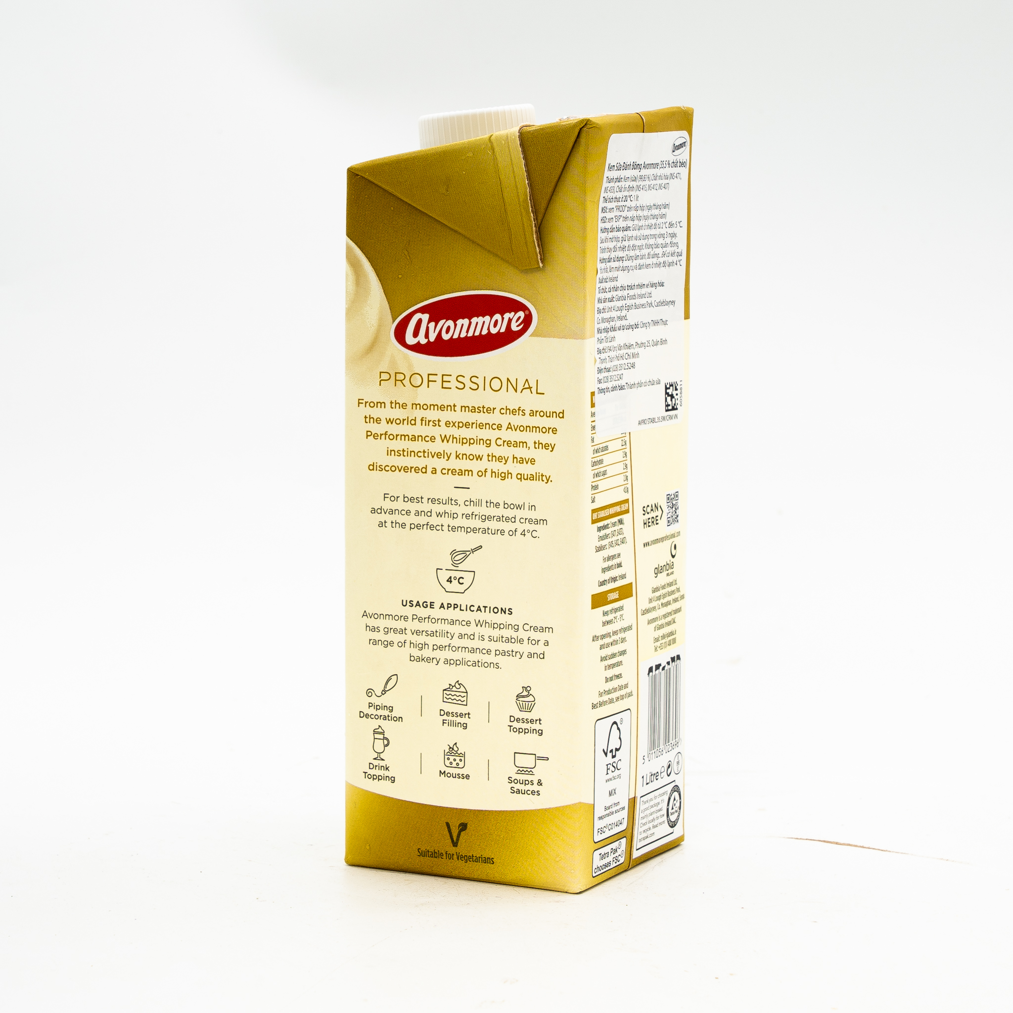 Whipping cream Avonmore, hộp 1L, xuất xứ Ireland