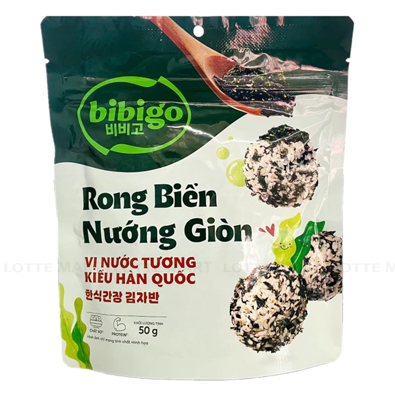 Rong Biển Nướng Giòn Bibigo Vị Nước Tương Gói 50g