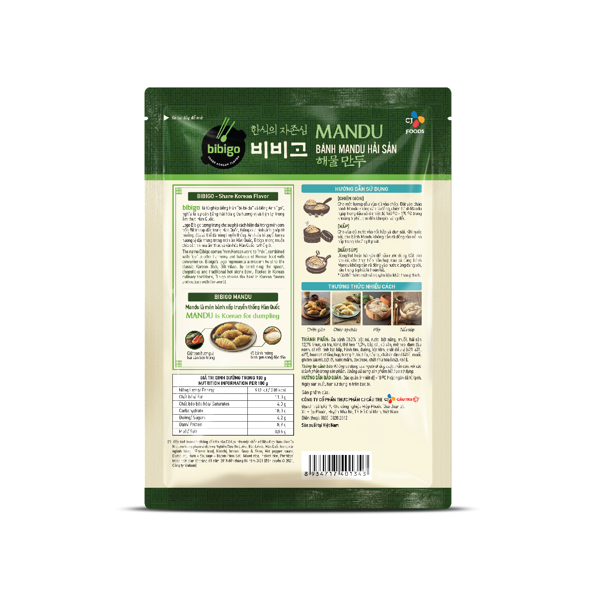 Mandu Hải Sản CJ Bibigo Gói 175g