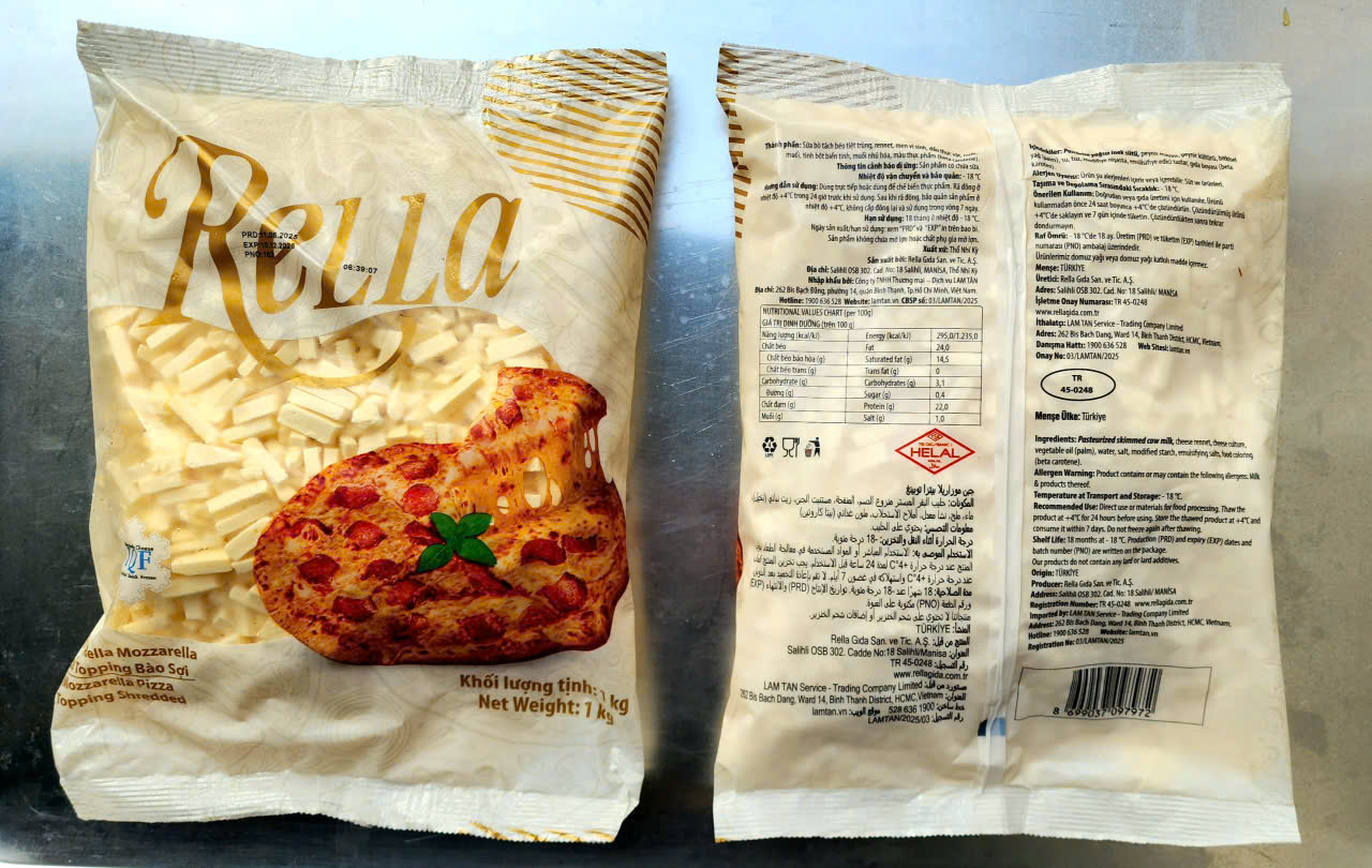 Phomai Mozzarella Rella bào gói 1kg