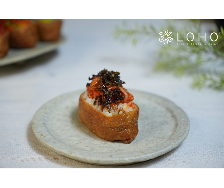 Đậu phụ chiên sushi topping kim chi rong biển
